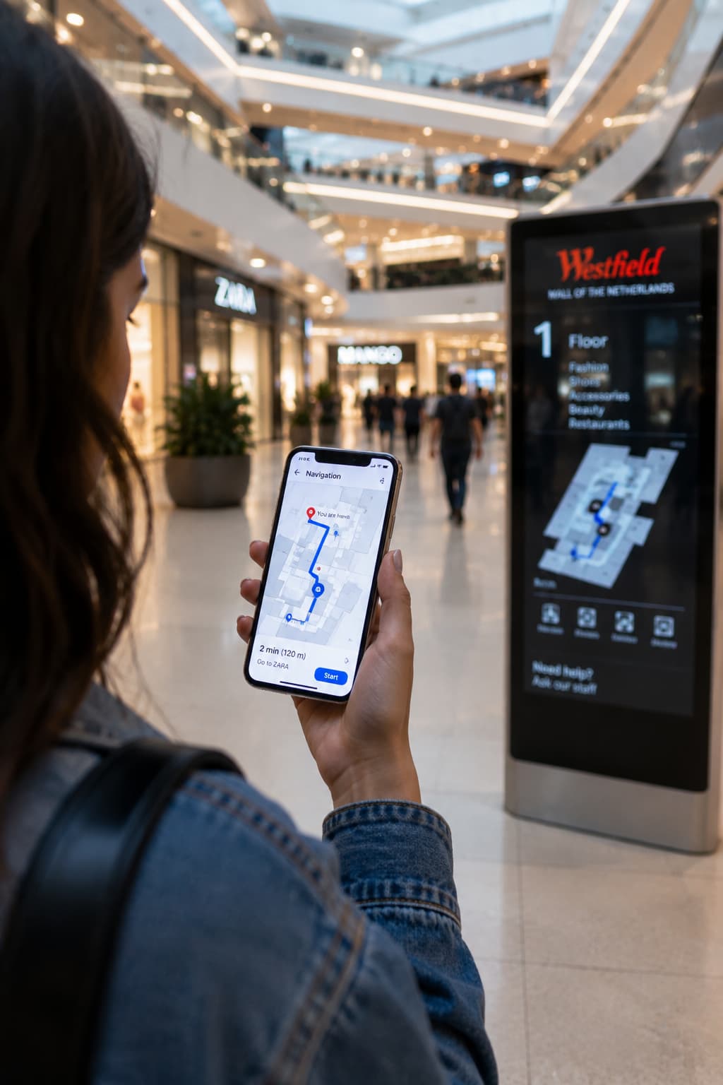 Visitors navigating inside a shopping mall or museum