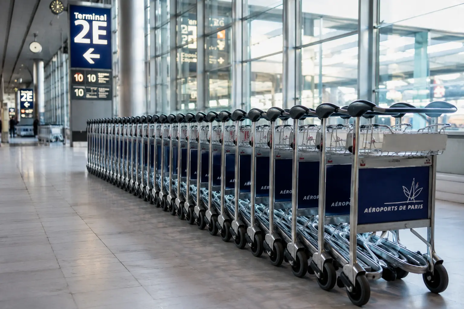 Mobile assets parked along a facility corridor