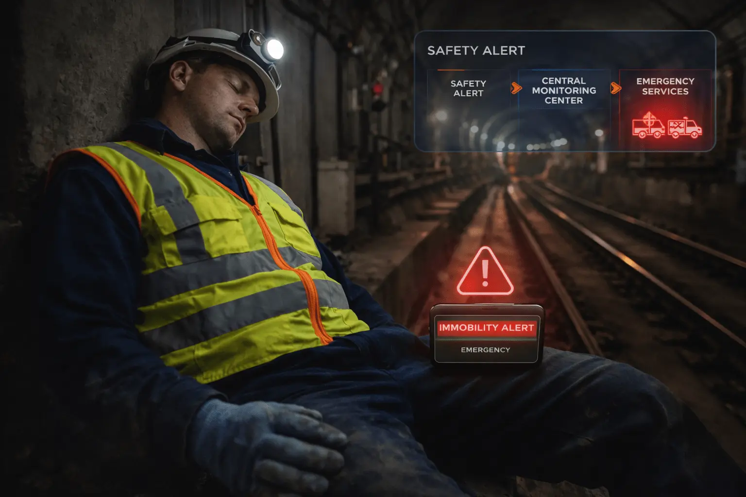 Lone worker with BLE badge in isolated area