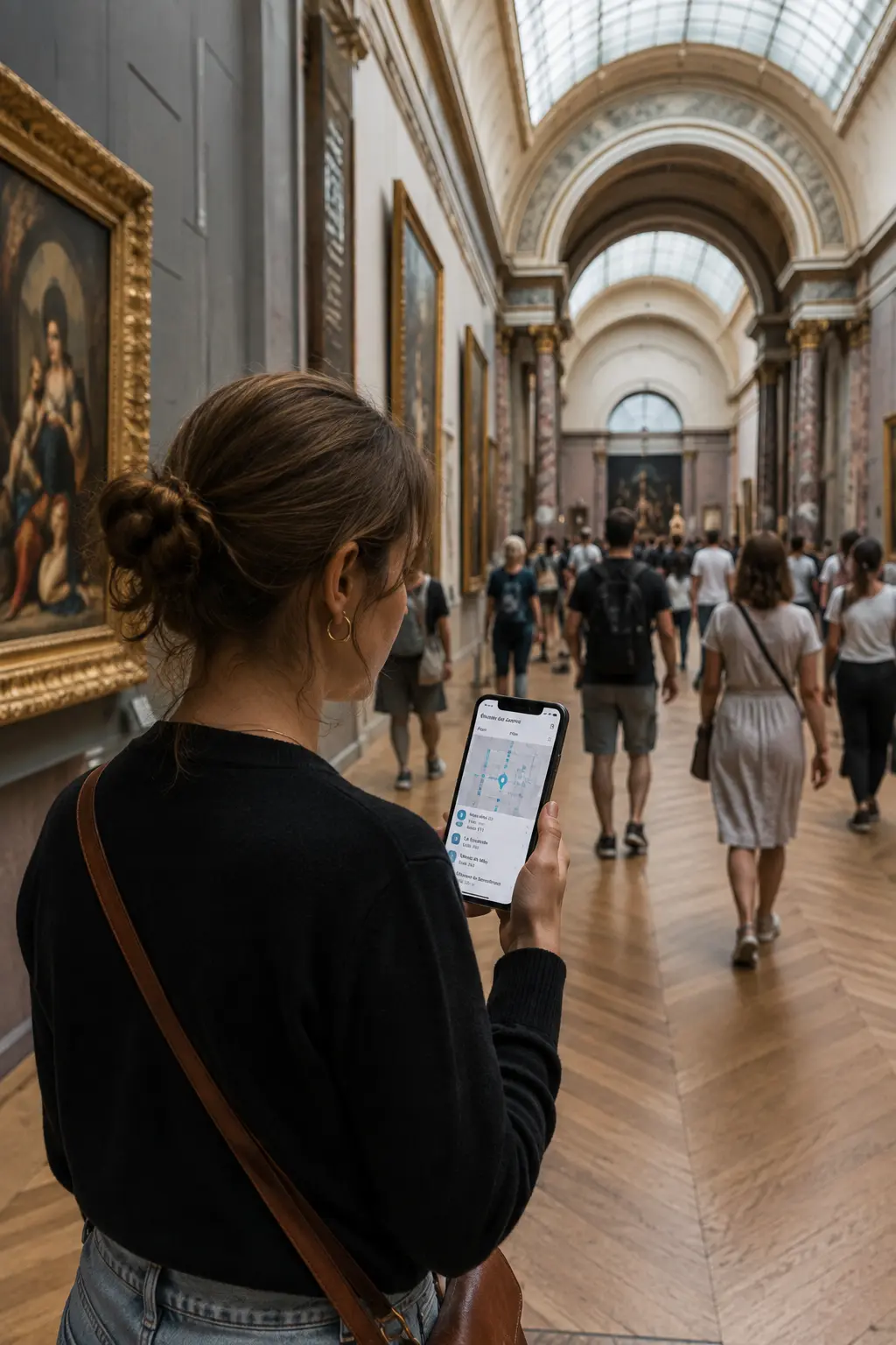 Visitors navigating indoors