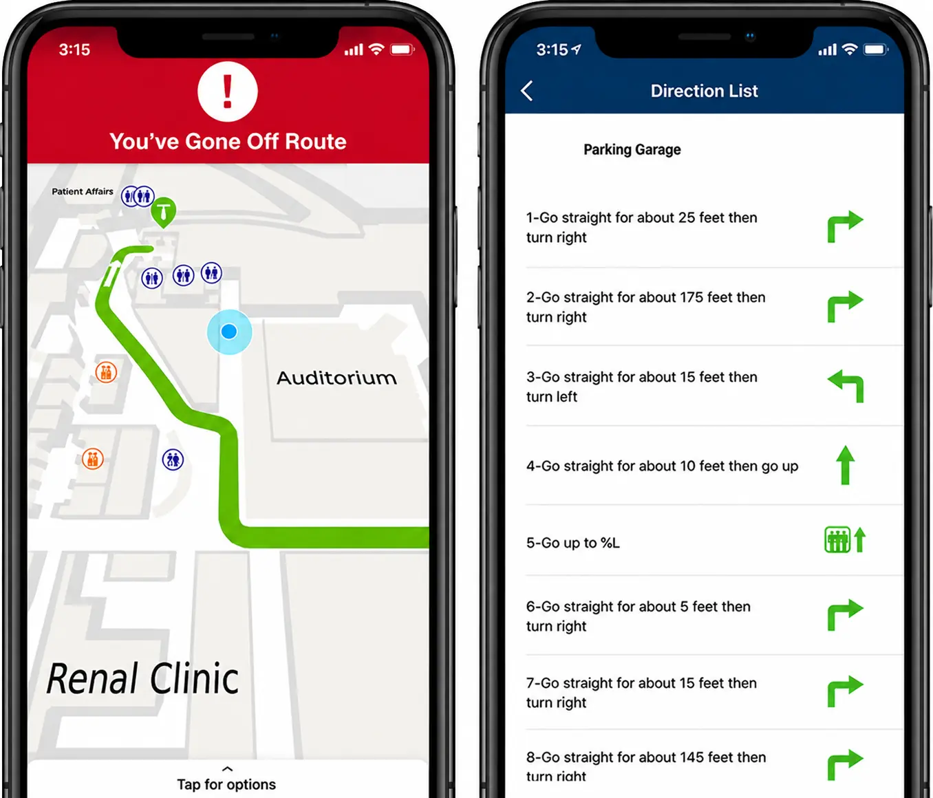 Hospital indoor wayfinding on smartphone