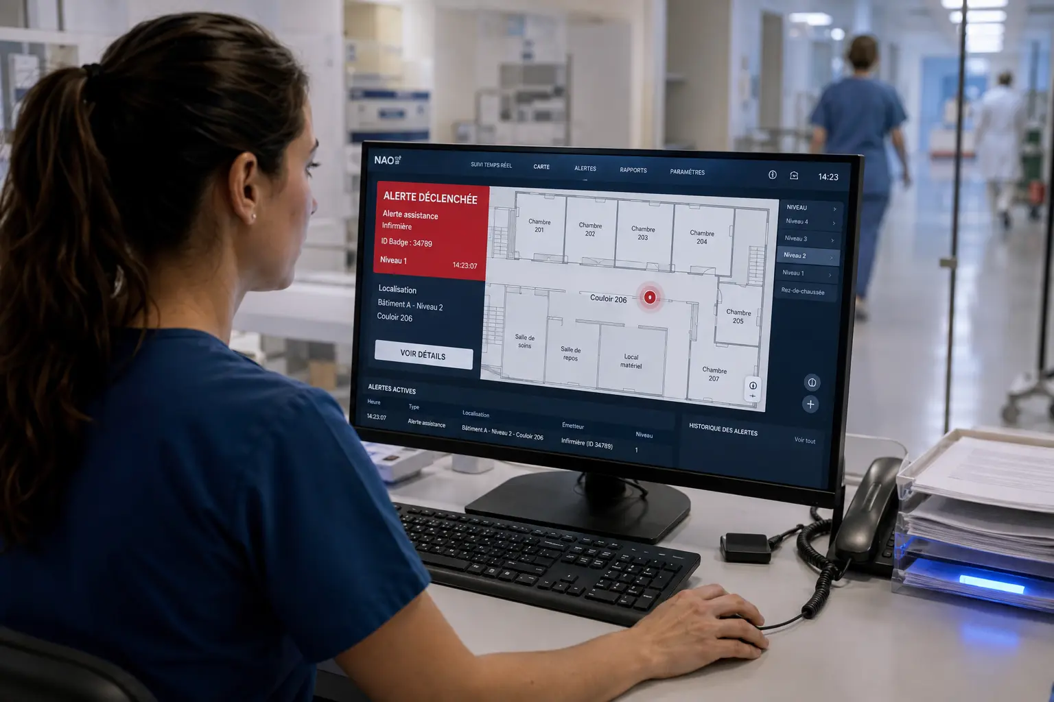 NAO® Track supervision dashboard - duress alert