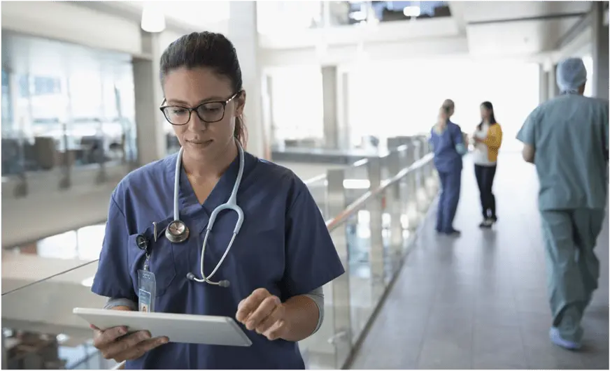 Hospital staff using indoor location on a tablet